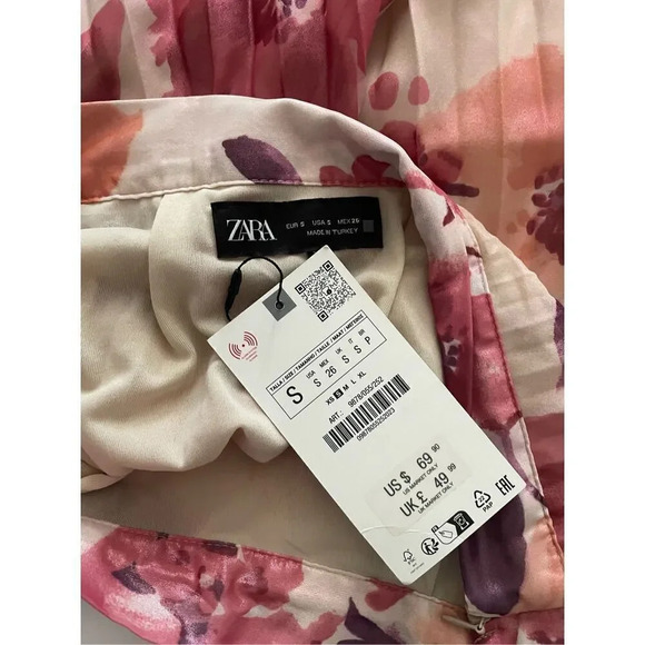 Zara Metallic Thread Floral Print Pleated Midi Skirt - Picture 5 of 12